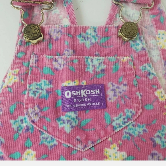Vintage Oshkosh B'gosh Floral Overalls Corduroy - Picture 3 of 10